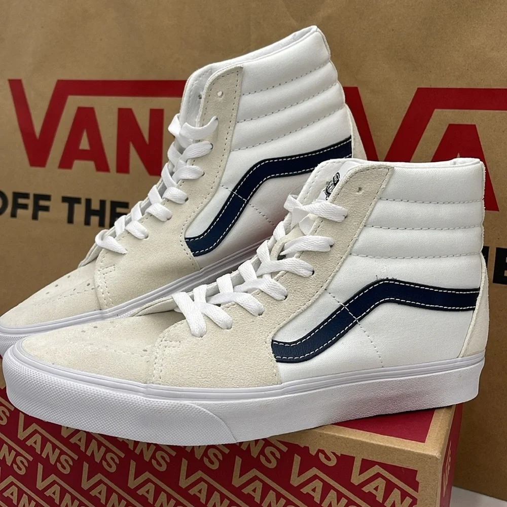 Vans Men’s Sk8-Hi (Classic Sport) Dress Blue
VN0A32QG9YG
White High-Top Sneakers - Picture 9 of 16